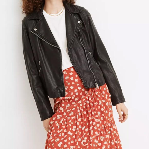 Madewell Black Washed Leather Jacket - Picture 2 of 8
